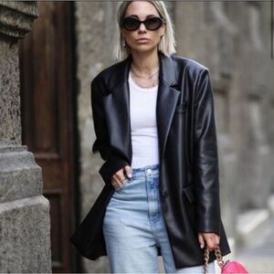 Zara | NWOT Faux Leather Oversized Blazer Blogger Favorite Size: Large